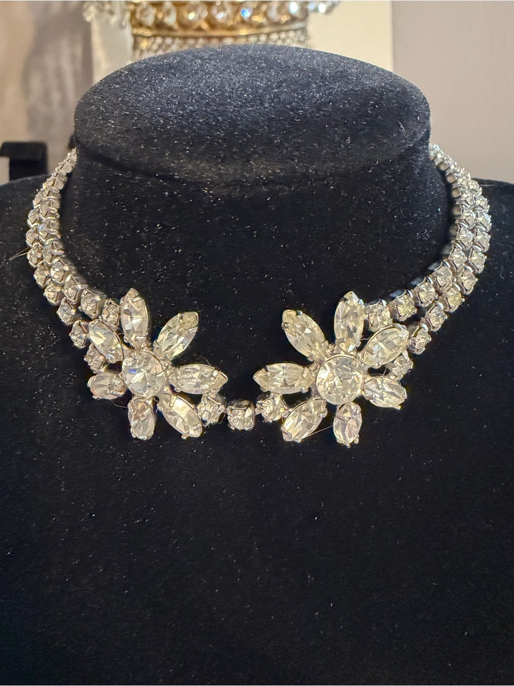 Vintage Signed B. David Mid-Century Rhinestone Statement Bracelet